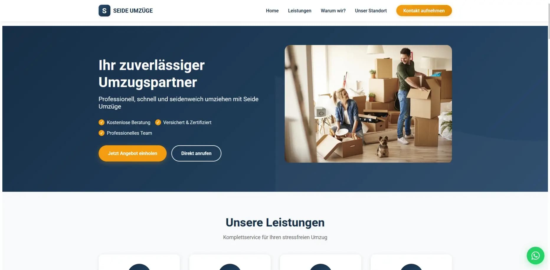 Seide Umzüge Website von Webling - Professionelle Unternehmenswebsite